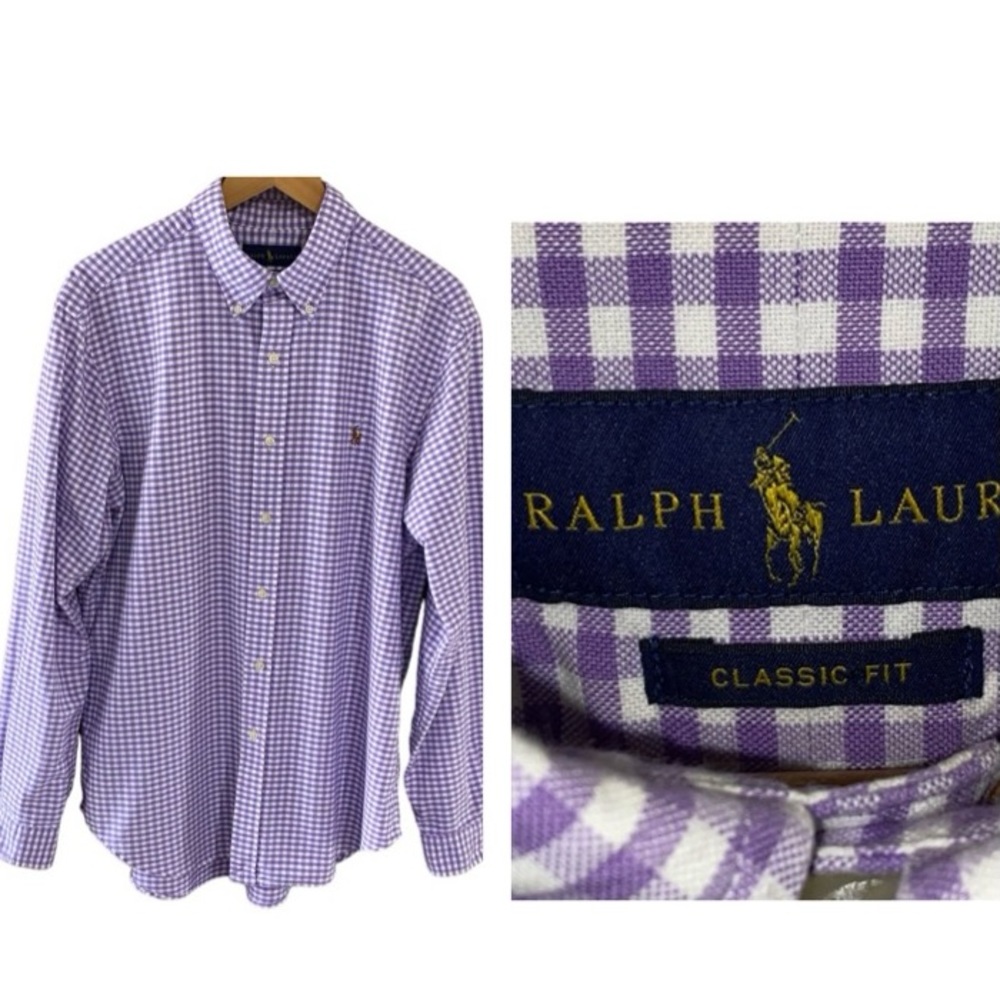 Polo Ralph Lauren Men’s Classic Fit Gingham Oxford Long Sleeve Shirt Size Large